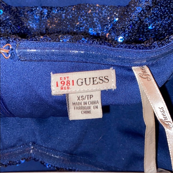 Guess Strapless Blue Sequin Dress π - Picture 7 of 7